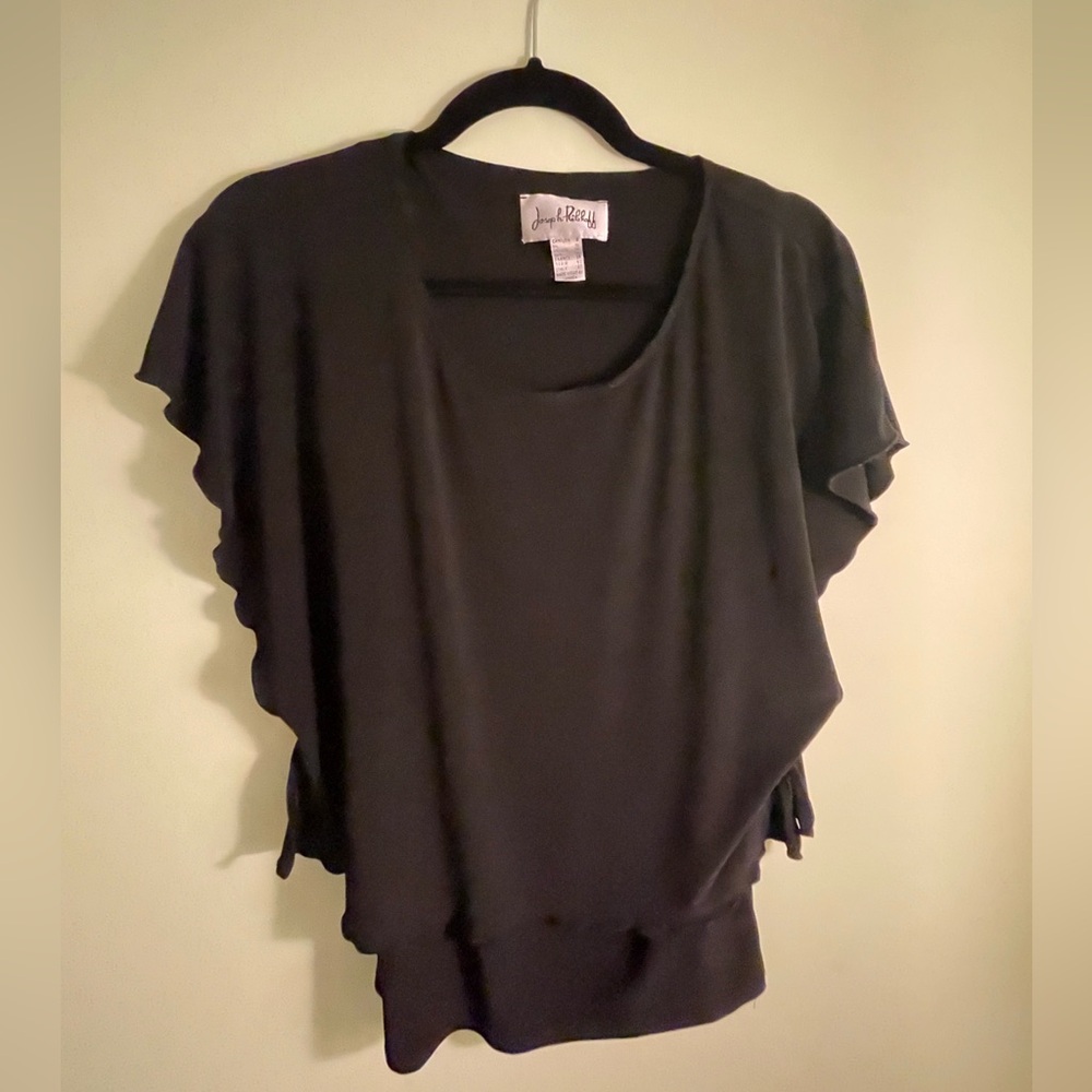 Women’s Joseph Ribkoff Tiered Fluttery Black Blouse Size 8